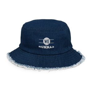 Distressed denim jacket bucket hat